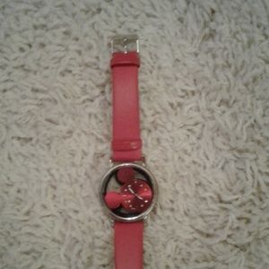 Red Leather Strap CZ jeweled Disney Watch